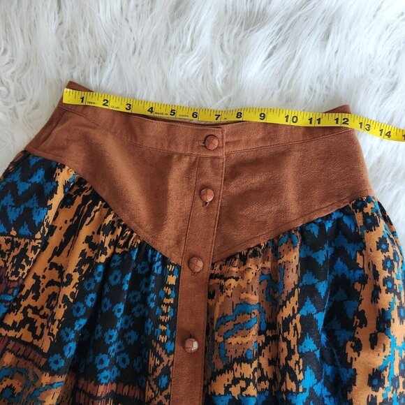 Vintage Southwestern Western Maxi skirt Women's 10 Modest Cottage Button Front - Picture 5 of 12